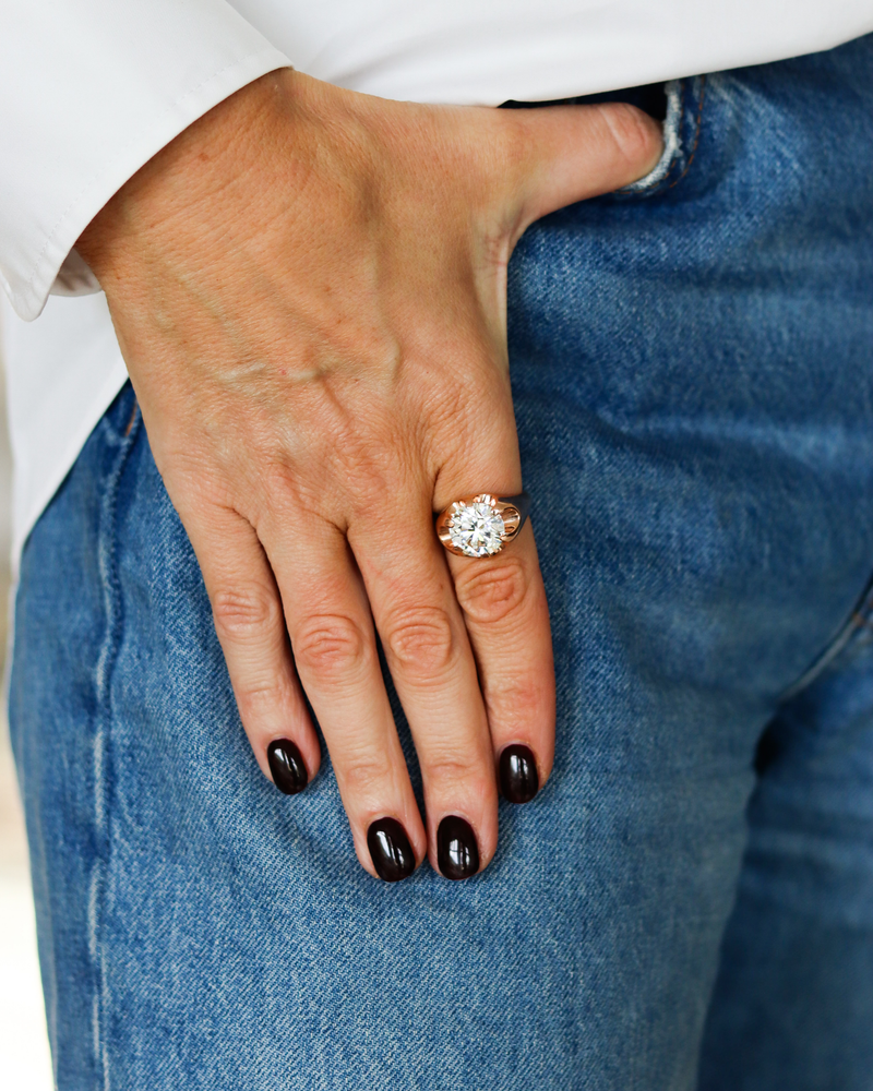 1970’s Inspired Lab Diamond Ring set in Rose Gold