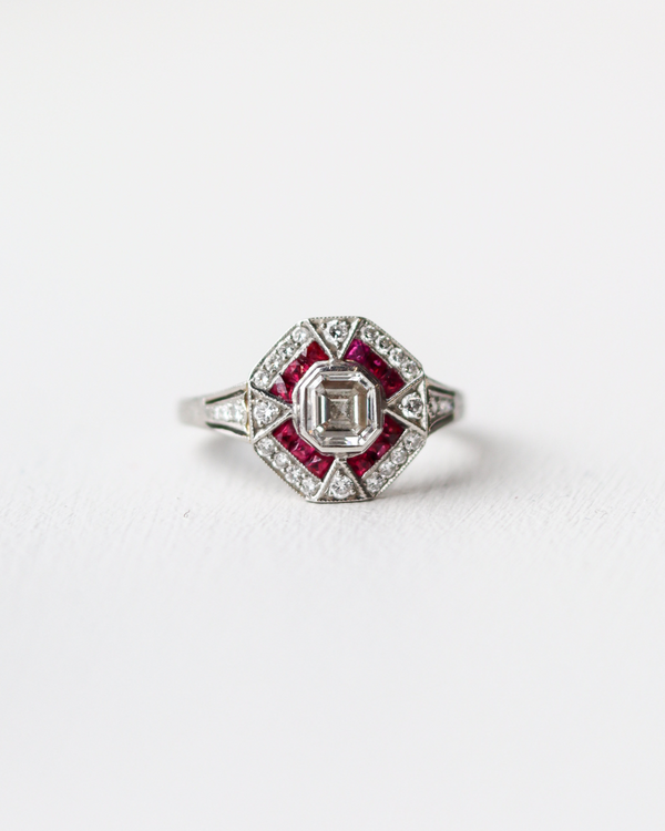 Art Deco Ruby Target Ring