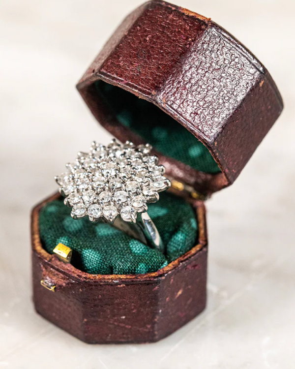 Diamond Hexagon Cluster Ring