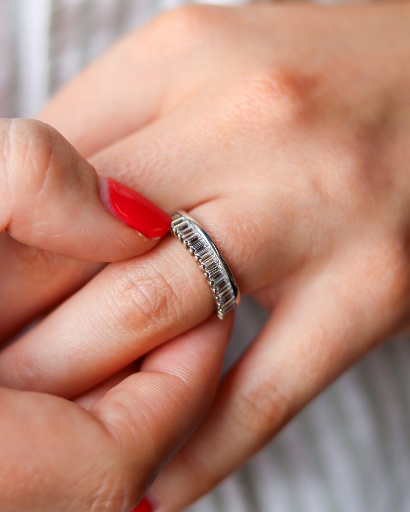 Lab Diamond Emerald Cut Half Eternity Band