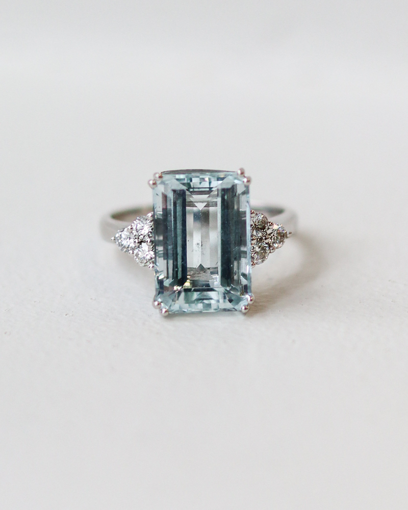 Aquamarine & Diamond Ring