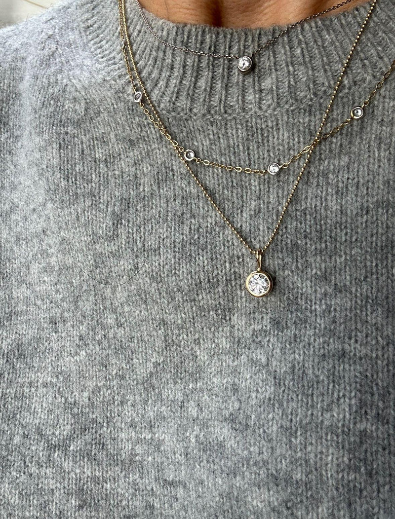 Lab diamond nugget Necklace on ball chain