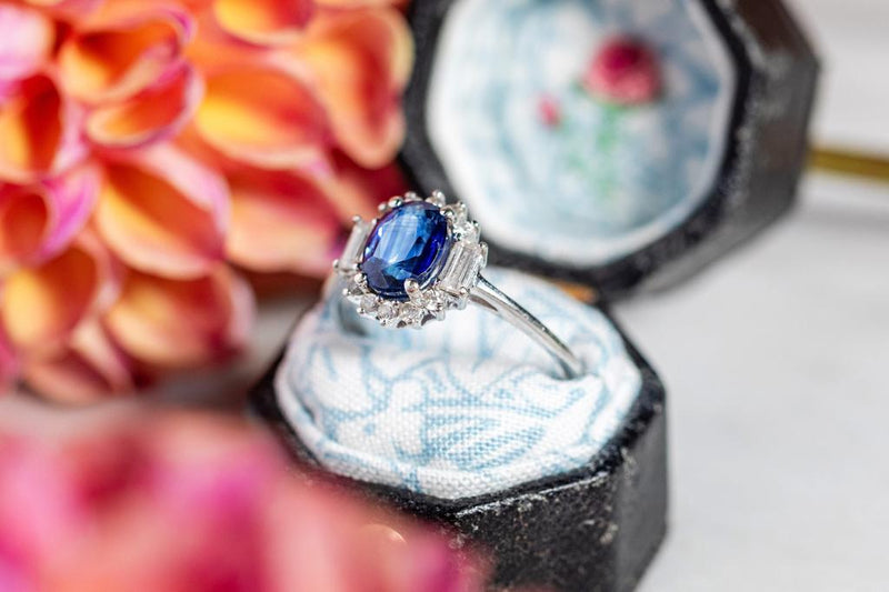 Sapphire & Diamond white gold ring